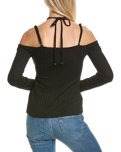 Shop Bcbgmaxazria Cold-shoulder Knit Top In Black