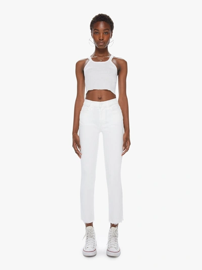 Shop Mother The Mid Rise Dazzler Ankle Fray Fairest Of Them All Jeans In White - Size 34 (also In 23,24,26,27,28