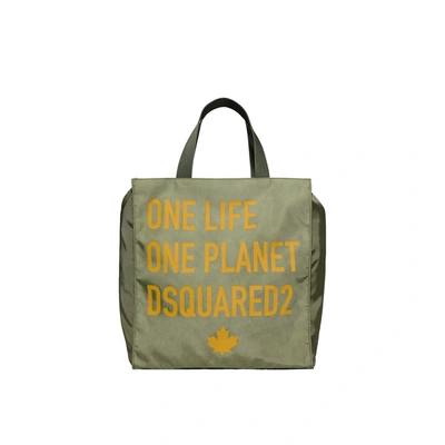 Shop Dsquared2 Nylon Printed Bag In Green