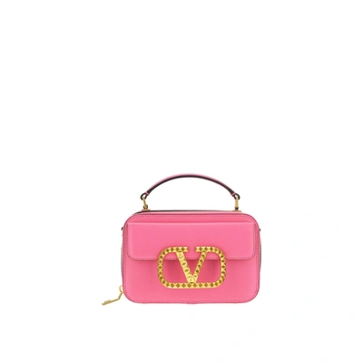 Shop Valentino Vlogo Plaque Leather Bag In Pink