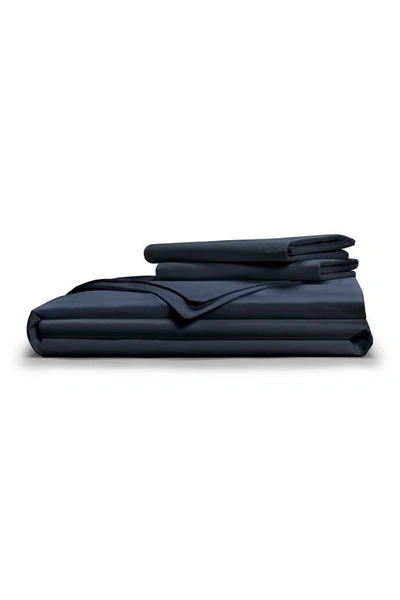 Pg Goods Classic Cool Crisp Cotton Duvet Set In Dark Navy