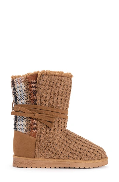 Muk Luks Clementine Faux Fur Boot In Camel Plaid