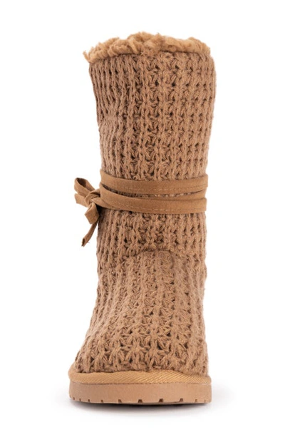 Muk Luks Clementine Faux Fur Boot In Camel Plaid