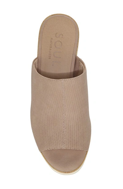 Natural Soul Goodtimes Platform Wedge Slide Sandal In Light Taupe Synthetic