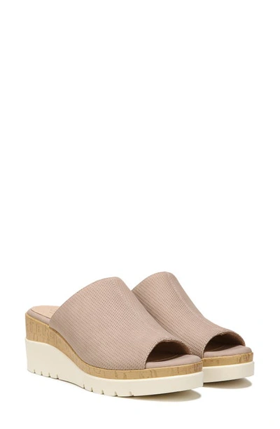 Natural Soul Goodtimes Platform Wedge Slide Sandal In Light Taupe Synthetic