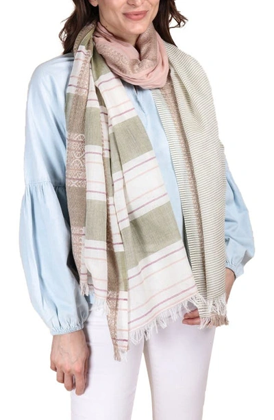 Shop Saachi Color Block Stripe Scarf In White Multi