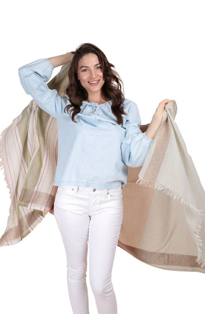 Saachi Color Block Stripe Scarf In White Multi