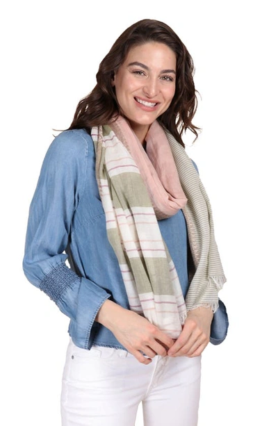 Saachi Color Block Stripe Scarf In White Multi