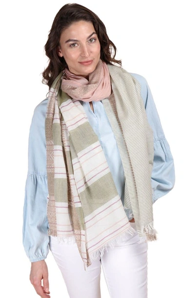 Saachi Color Block Stripe Scarf In White Multi