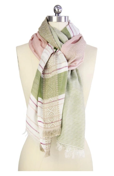 Saachi Color Block Stripe Scarf In White Multi