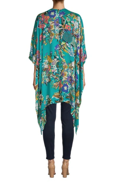 Saachi Lasdon Floral Print Ruana In Turquoise | ModeSens
