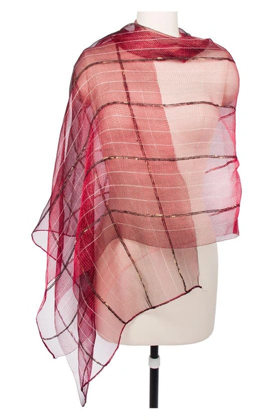 Saachi Gauzy Shimmering Silk Scarf In Red