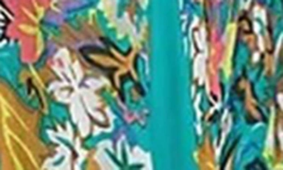 Shop Saachi Lasdon Floral Print Ruana In Turquoise