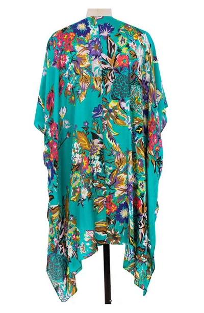 Saachi Lasdon Floral Print Ruana In Turquoise | ModeSens