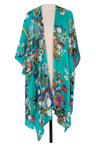 Saachi Lasdon Floral Print Ruana In Turquoise | ModeSens