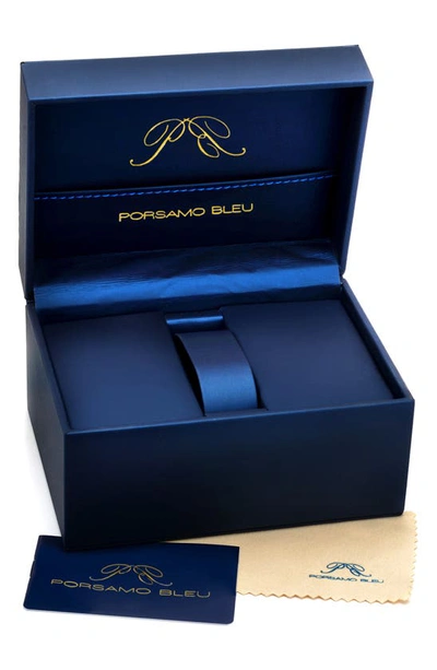 Shop Porsamo Bleu Laura White Topaz Leather Strap Watch, 36mm In Beige Gold