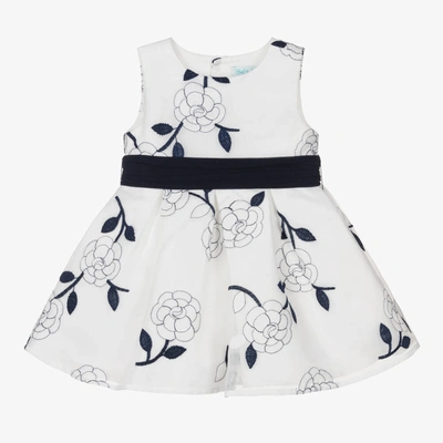Shop Abel & Lula Baby Girls White Embroidered Organza Dress