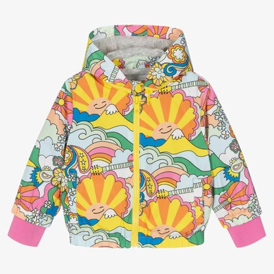 Shop Stella Mccartney Kids Girls Yellow & Pink Graphic Zip-up Jacket