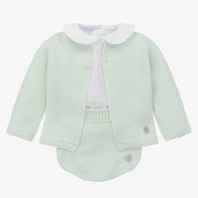 Shop Artesania Granlei Green Knitted Baby Shorts Set