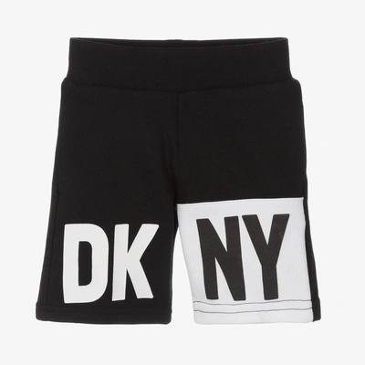Shop Dkny Boys Black Cotton Logo Shorts