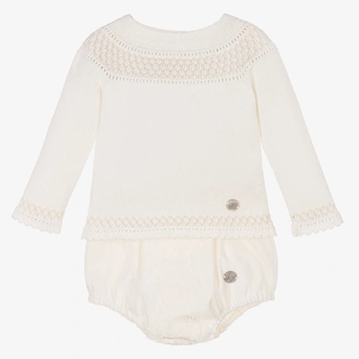 Shop Artesania Granlei Ivory Lace Baby Shorts Set