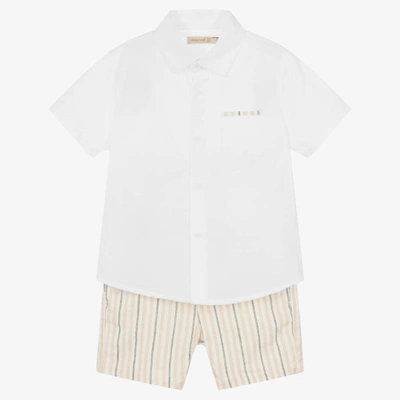 Shop Mayoral Boys Beige Cotton & Linen Shorts Set