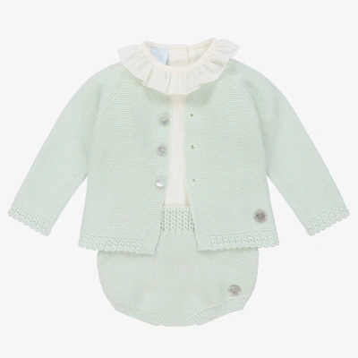 Shop Artesania Granlei Baby Girls Green Knit Shorts Set