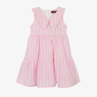 Shop Aigner Girls Pink & White Striped Poplin Dress