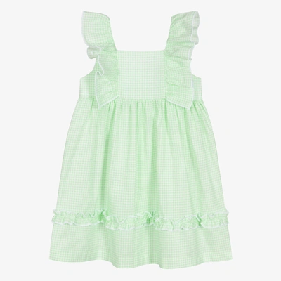 Shop Babidu Girls Green Cotton Gingham Dress