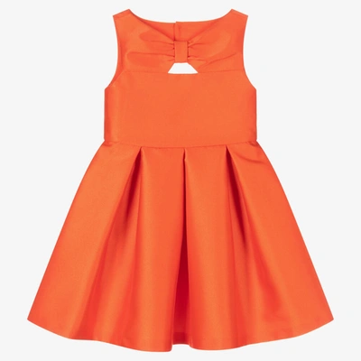 Shop Abel & Lula Girls Orange Satin Pleated Dress