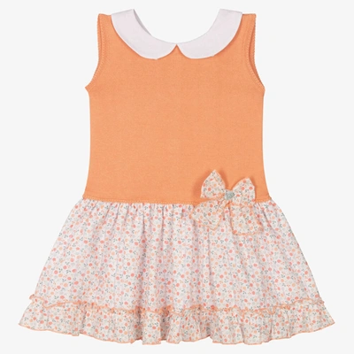 Shop Artesania Granlei Girls Orange Cotton Knit Dress