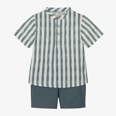 Shop Mebi Boys Blue Striped Short Set