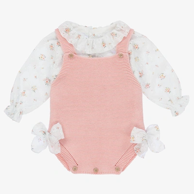 Shop Mebi Baby Girls Pink Knit Shortie Set