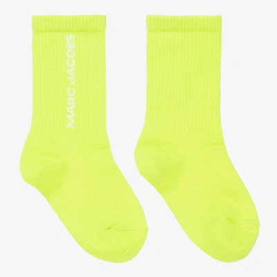 Shop Marc Jacobs Neon Green Logo Socks