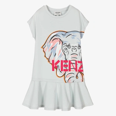 Shop Kenzo Kids Girls Blue Elephant Logo T-shirt Dress