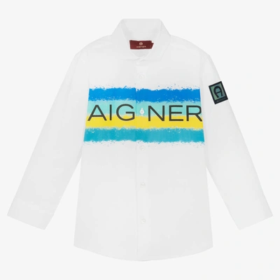 Shop Aigner Boys White Spray Paint Shirt