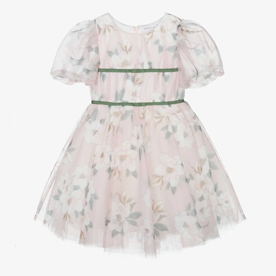 Shop Monnalisa Chic Girls Pink Floral Tulle Dress