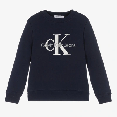 Shop Calvin Klein Jeans Est.1978 Blue Cotton Logo Sweatshirt