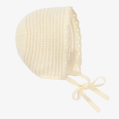 Shop Paz Rodriguez Yellow Knit Baby Bonnet