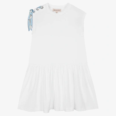 Shop Emilio Pucci Pucci Girls White Organic Cotton T-shirt Dress