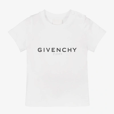 Shop Givenchy Boys White Reverse Logo T-shirt