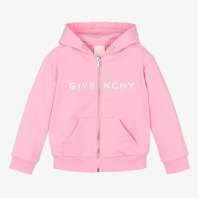 Shop Givenchy Girls Pink & White Logo Hoodie