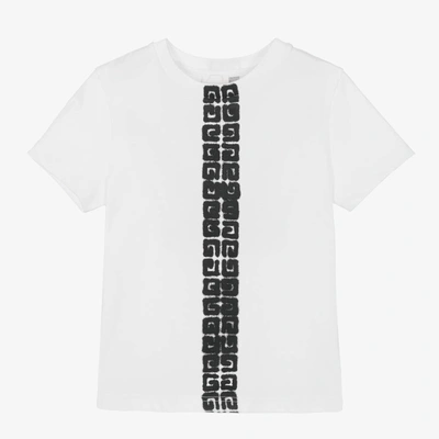 Shop Givenchy Boys White 4g Logo Print T-shirt
