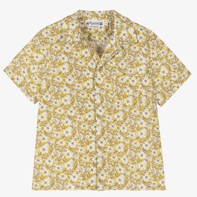Shop Bonpoint Boys Yellow Floral Liberty Shirt
