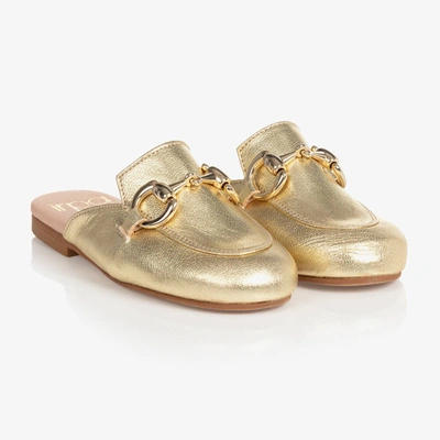 Shop Irpa Girls Gold Horsebit Loafers