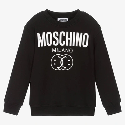 Shop Moschino Kid-teen Boys Black Double Smiley Sweatshirt