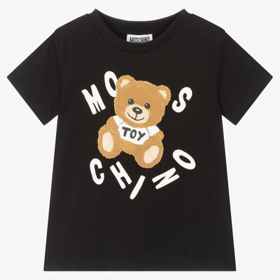 Shop Moschino Kid-teen Girls Black Teddy Cotton T-shirt