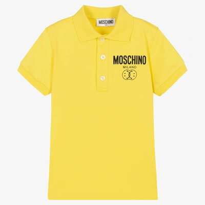 Shop Moschino Kid-teen Boys Yellow Double Smiley Polo Shirt