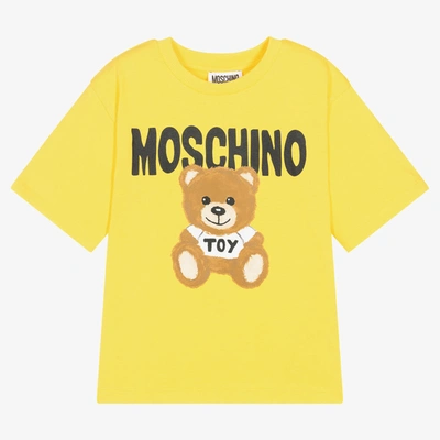 Shop Moschino Kid-teen Yellow Teddy Bear Maxi T-shirt