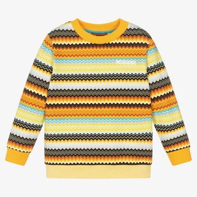 Shop Missoni Boys Yellow Cotton Zigzag Sweatshirt
